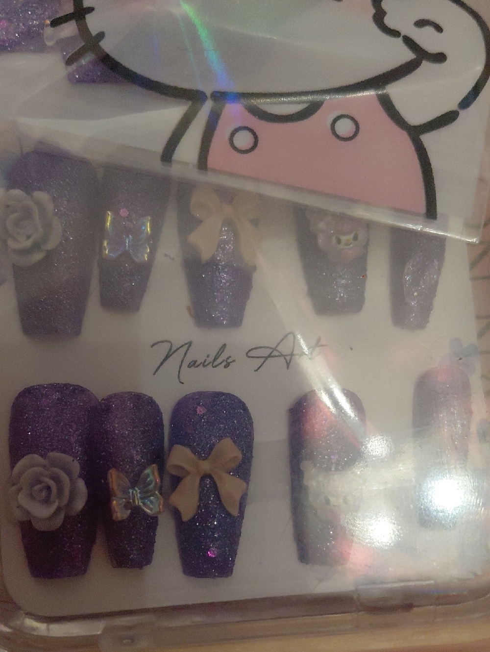 Nails Art Kids Sparkle Purple Press-On Nail Set